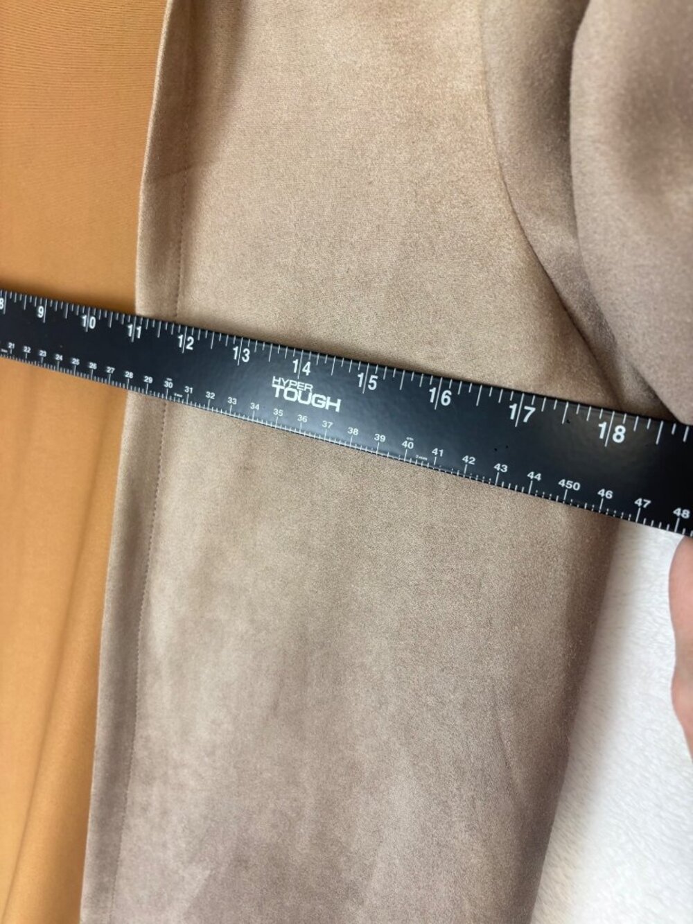 Trac M Duster Open Front Jacket Top Faux Suede Ombre Pockets Beige Gray Gradient - Picture 3 of 7